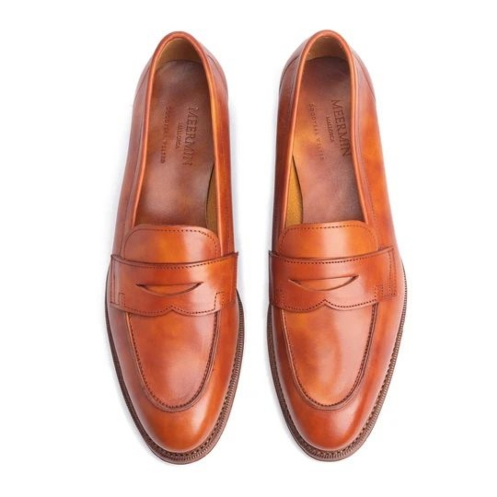 Meermin Gold Museum Calf Penny Loafers